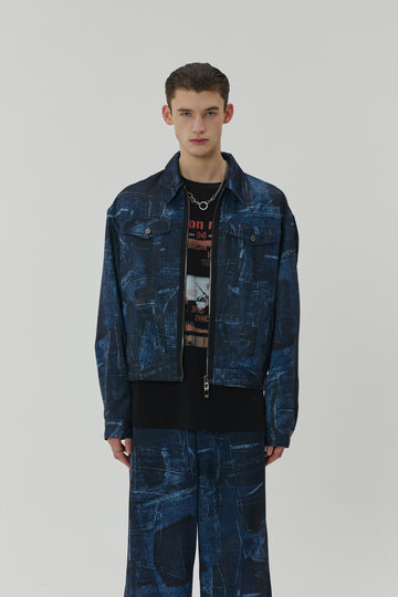 23SS BLUE WAVE DENIM PRINTING JACKET